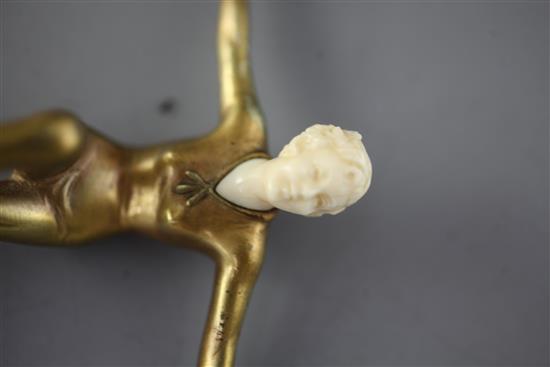 R. Loz. An Art Deco ivory and bronze figure of a dancer, height 6in.
